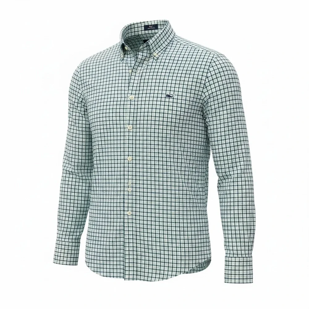Vineyard Vines Mens Classic Fit‎ Tucker Shirt Blue Green Plaid Size 2XB 1W010685